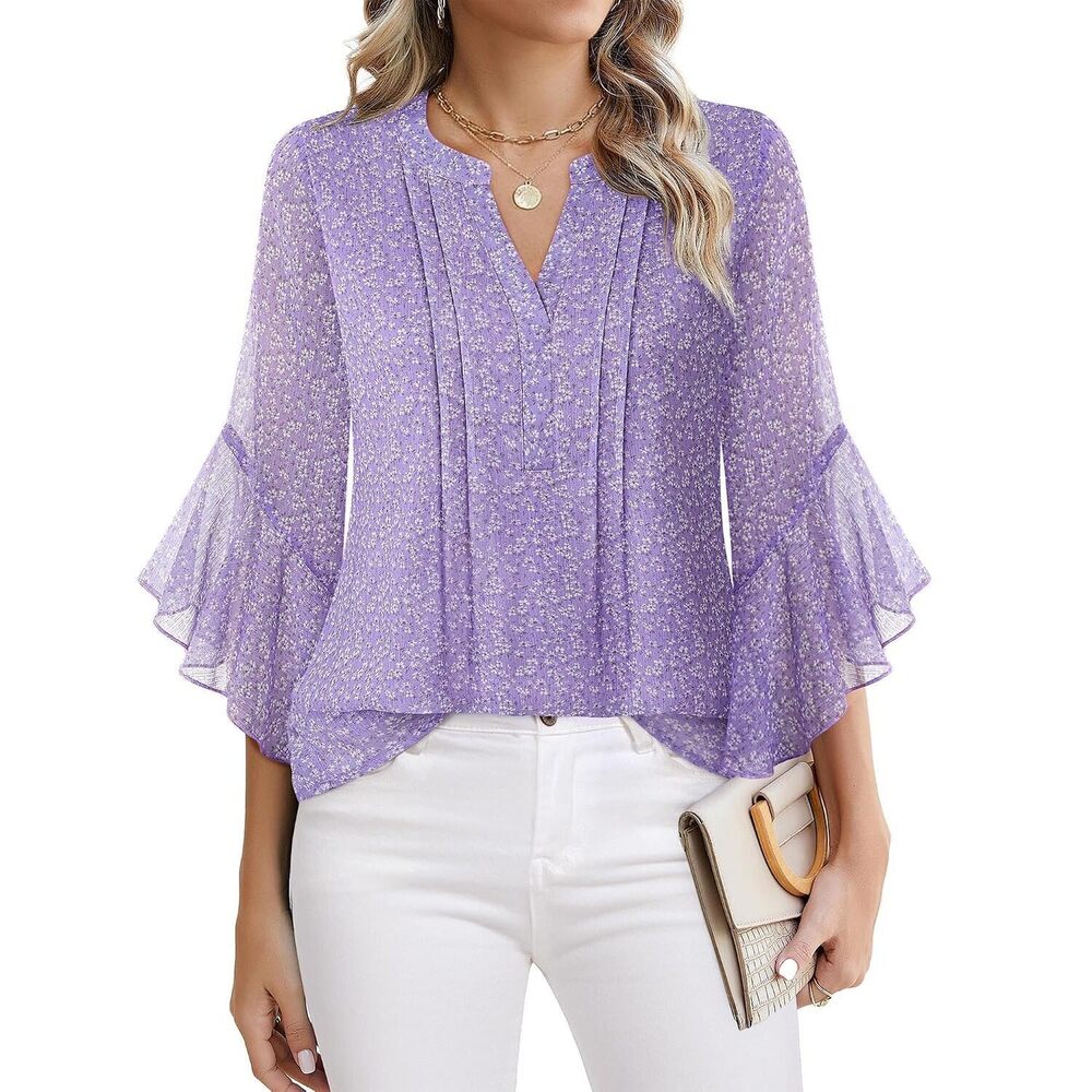 Ladies Tops and Blouses: Floral Fitted Modern Trendy — Blouses for Women
